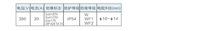 防爆接线盒参数